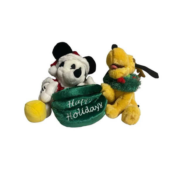 Disneyland Vintage Walt Disney World Mickey & Pluto Happy Holidays Plush RARE - Picture 16 of 16